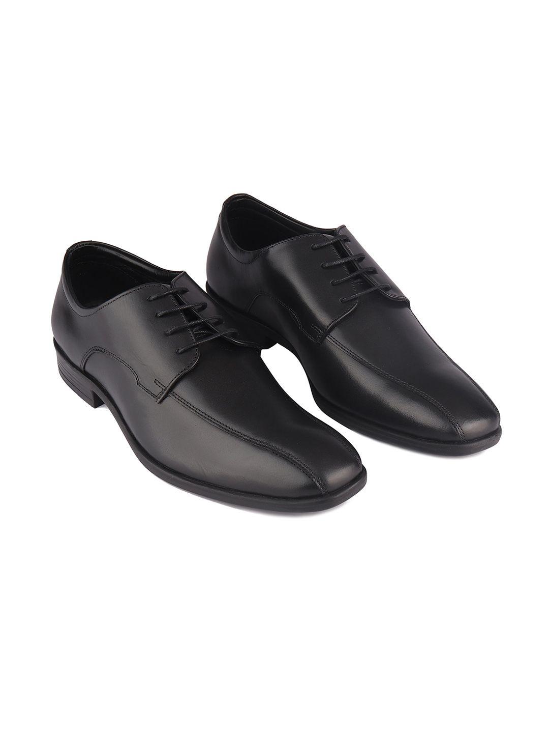 top brass men black solid genuine leather formal derby shoes