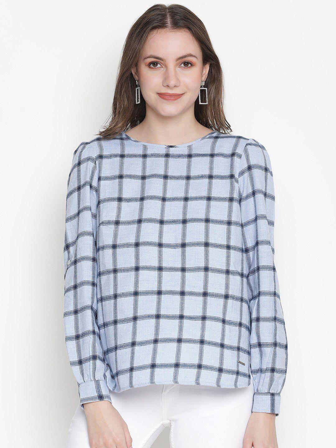 oxolloxo blue checked cotton top