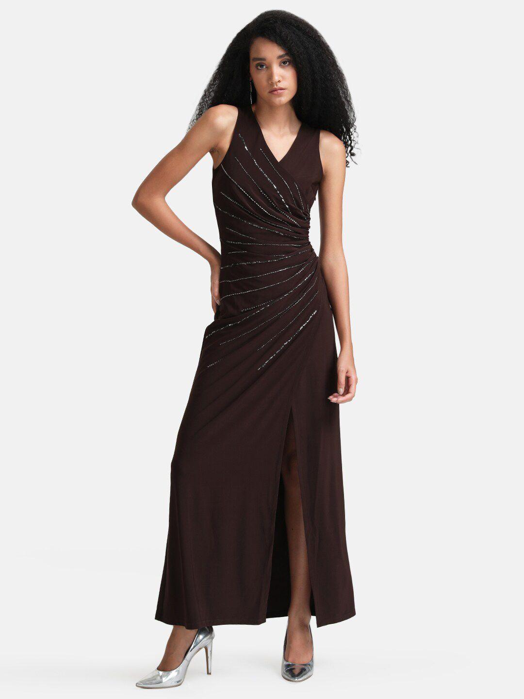 kazo coffee brown maxi dress