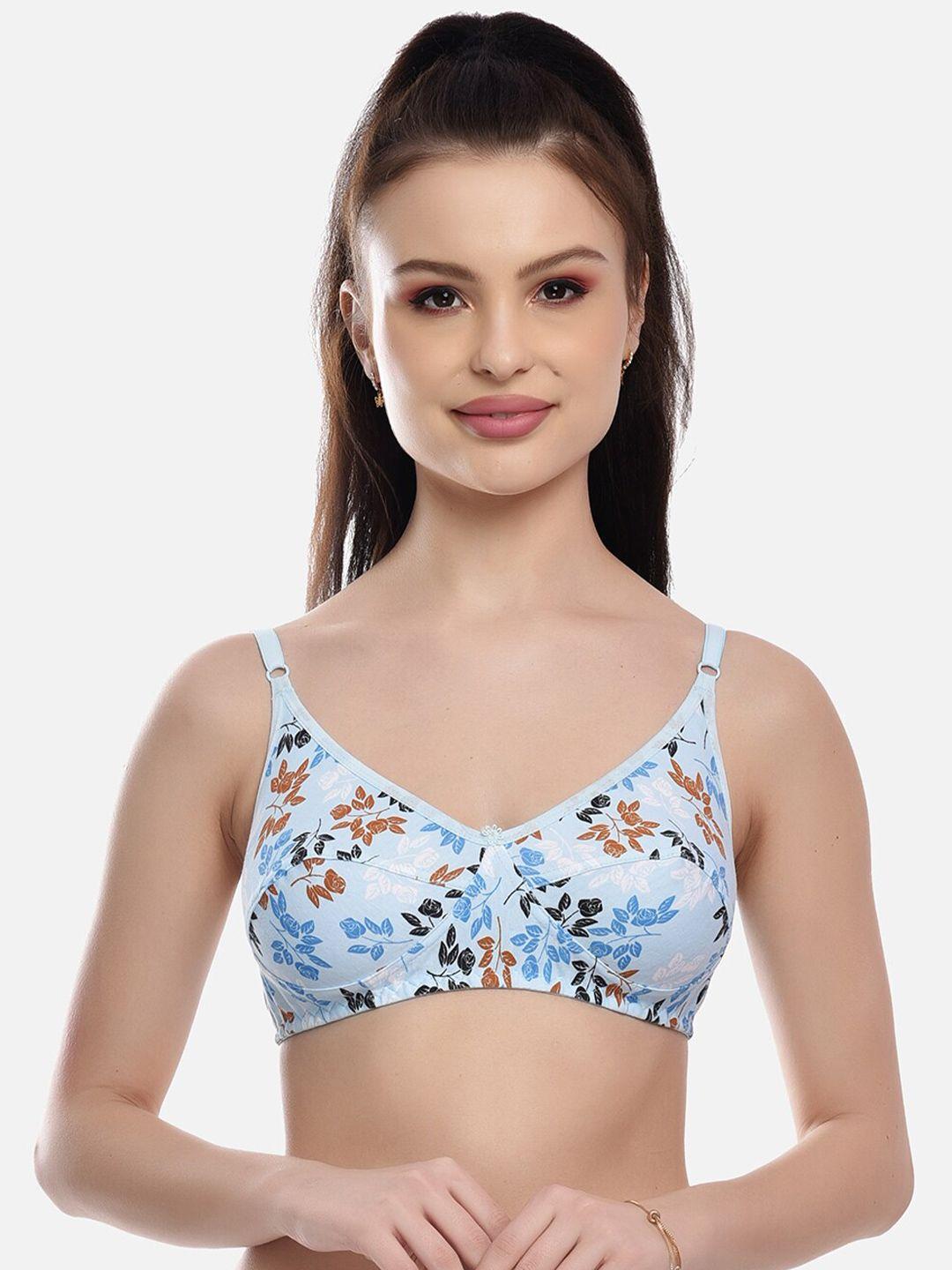 fims blue & brown floral cotton  bra