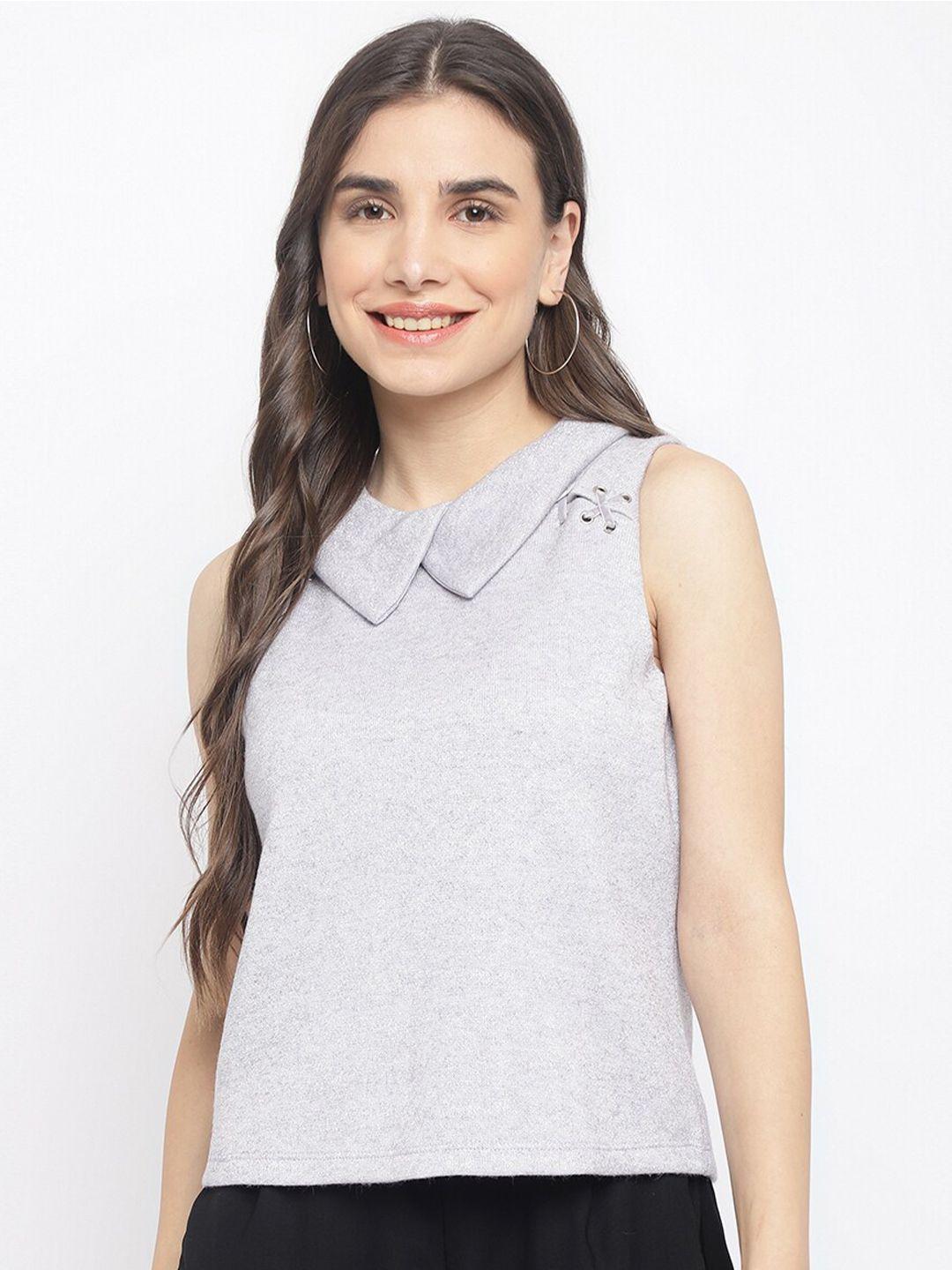 latin quarters women grey peter pan collar top