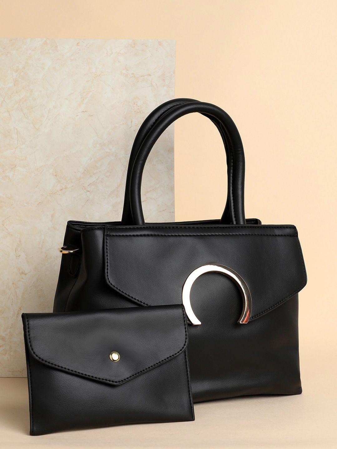 haute sauce by campus sutra black structured handheld bag