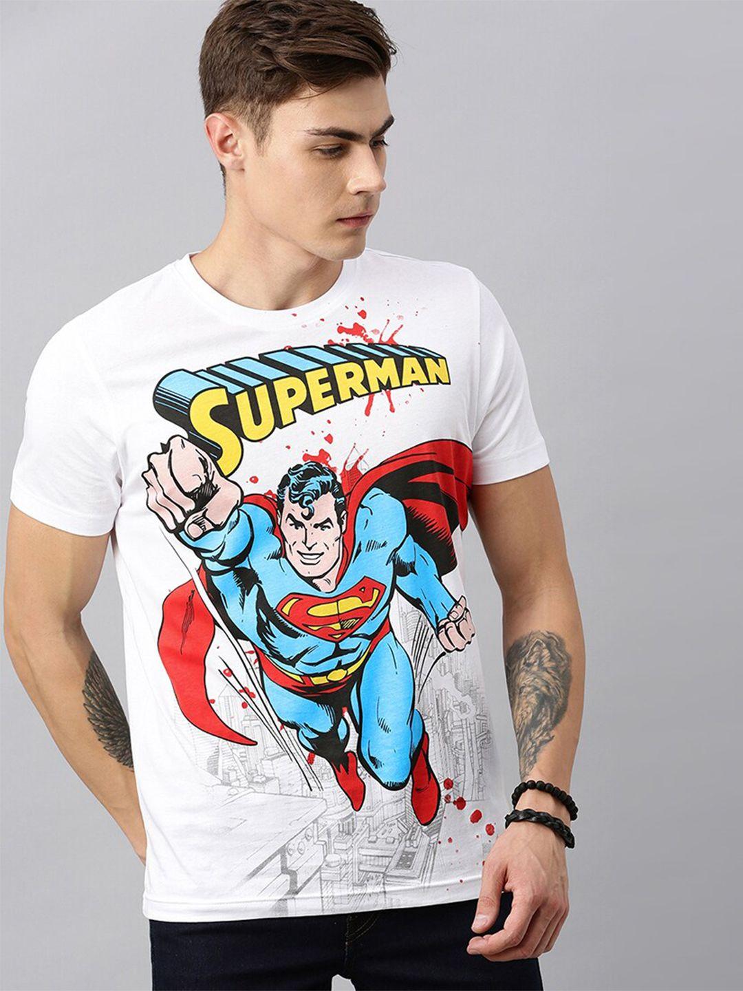 kook n keech superman men white superman printed round neck cotton t-shirt