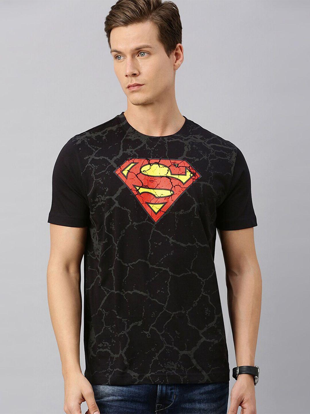 kook n keech superman men black superman printed cotton t-shirt