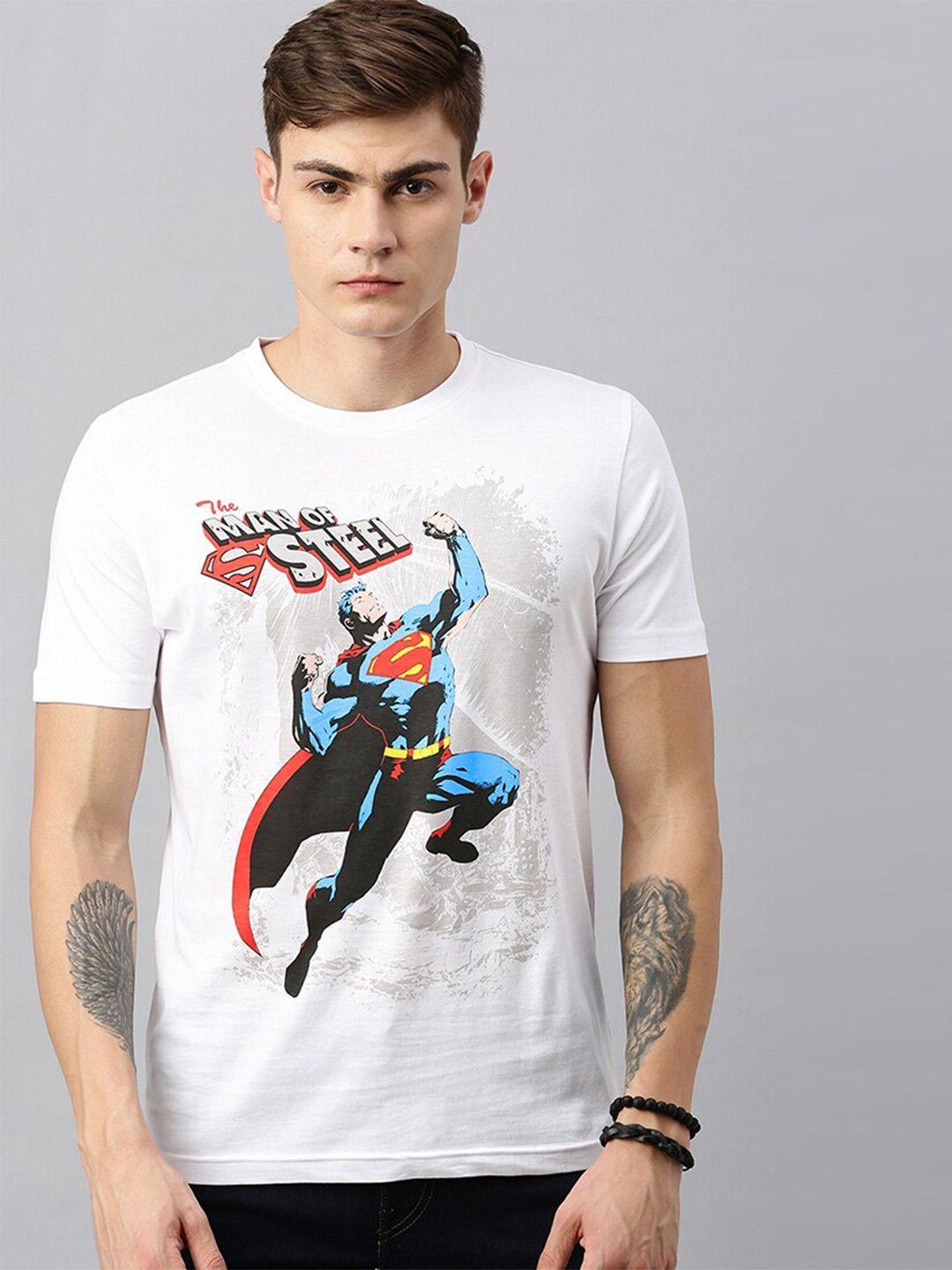 kook n keech superman men white superman printed round neck cotton t-shirt