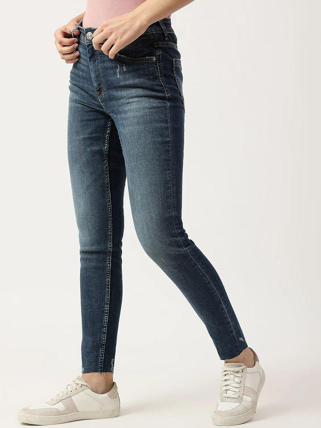 marks & spencer women navy blue heavy fade jeans