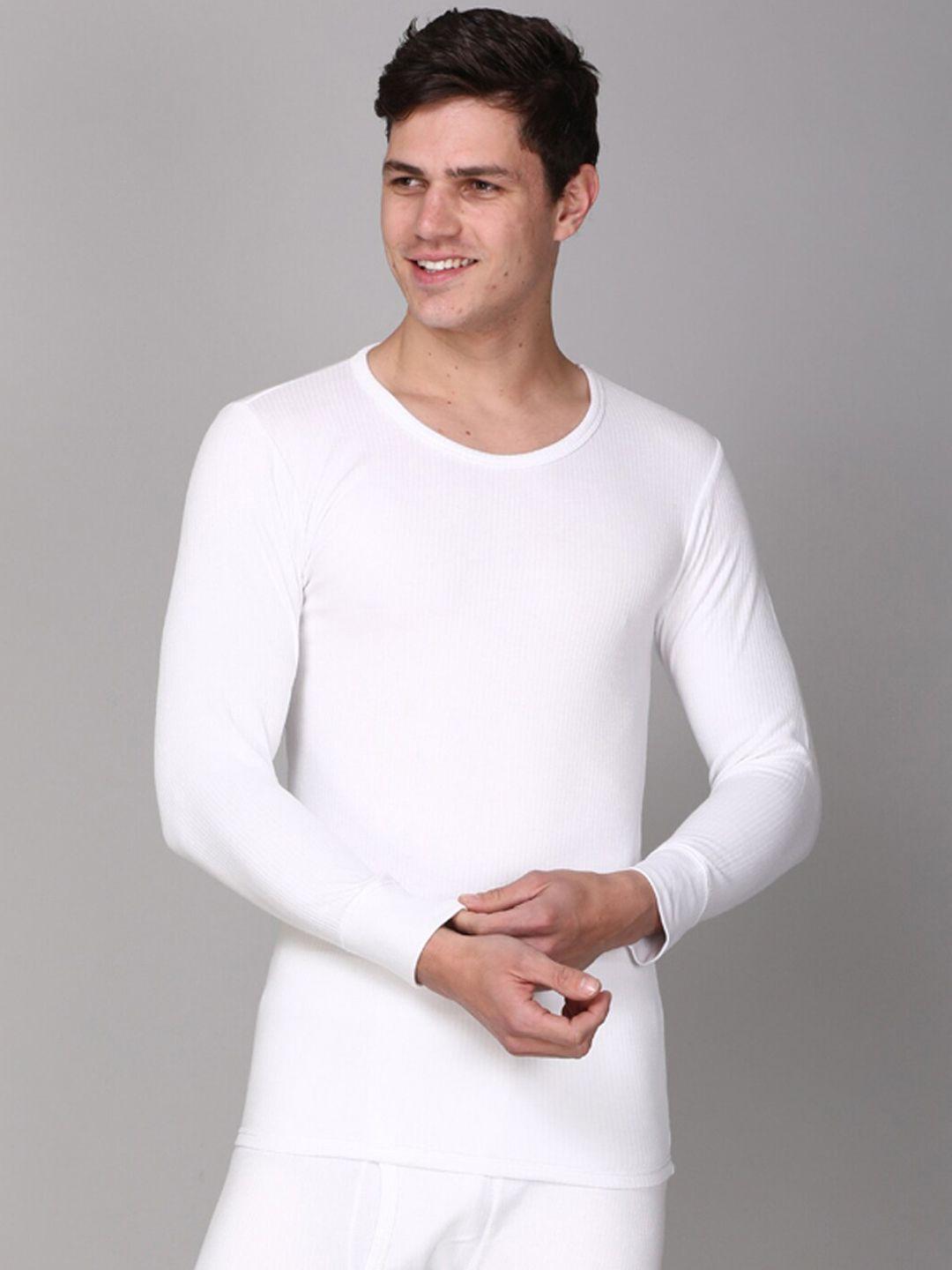 aerowarm men white ribbed full sleeve thermal t-shirt