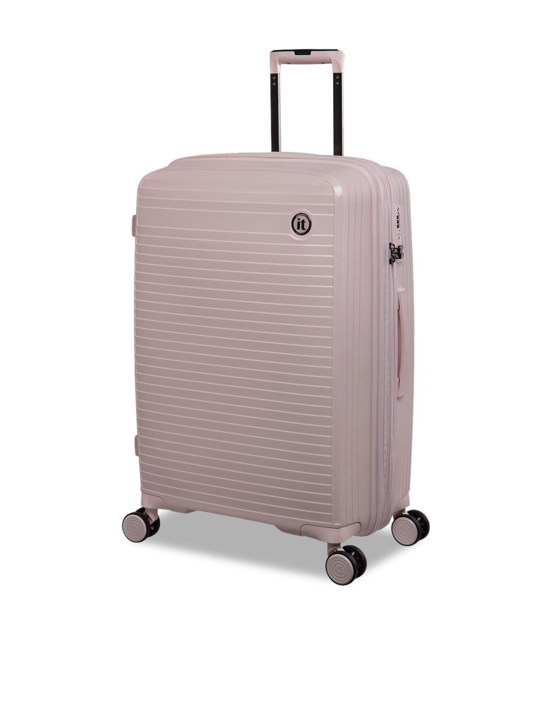 it luggage pink textured hard-sided medium trolley bag