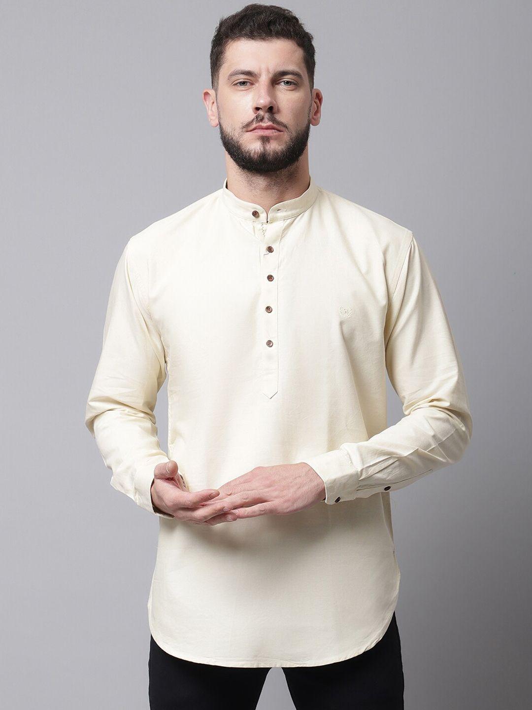 rodamo men beige cotton kurta