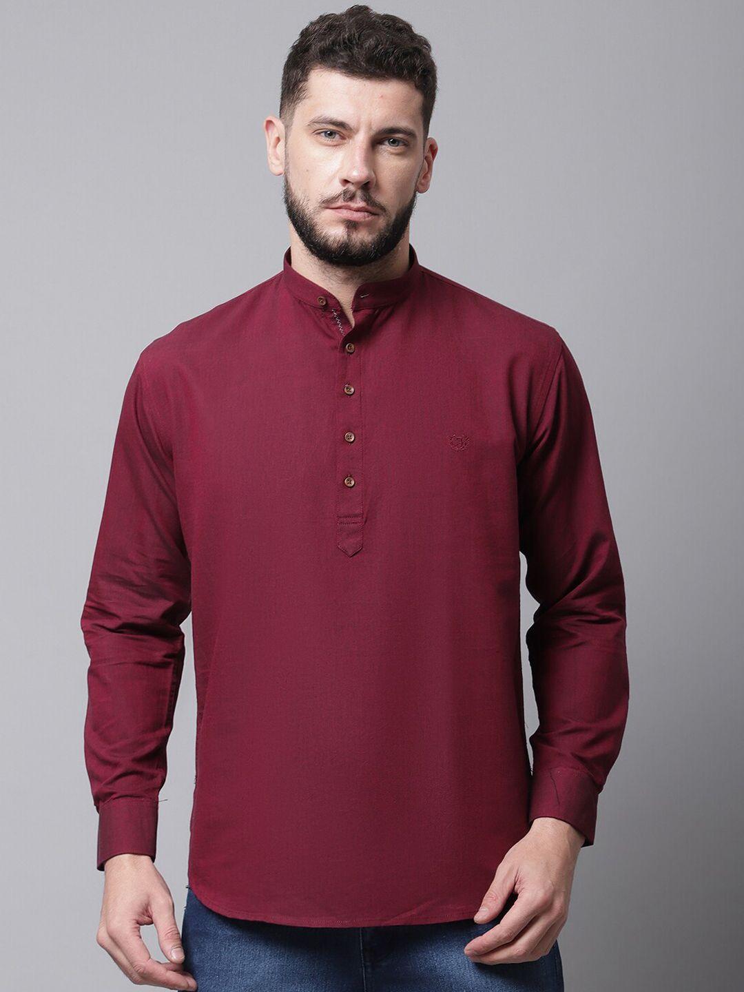 rodamo men maroon cotton kurta