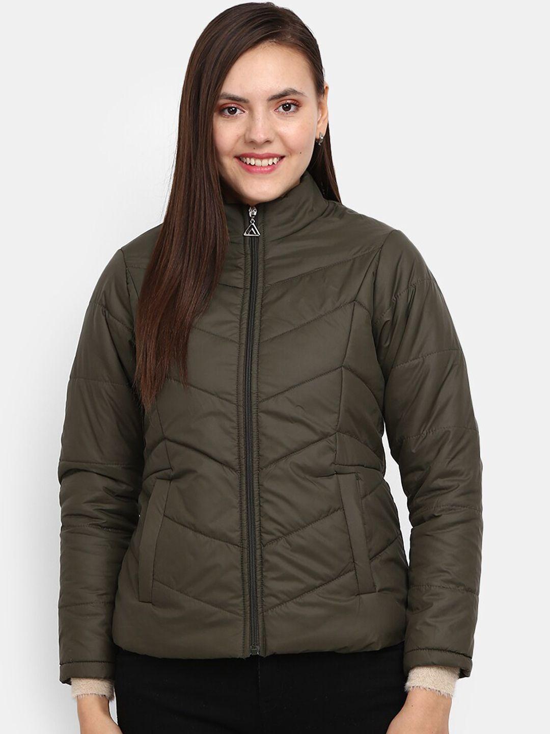 v-mart women olive green padded jacket