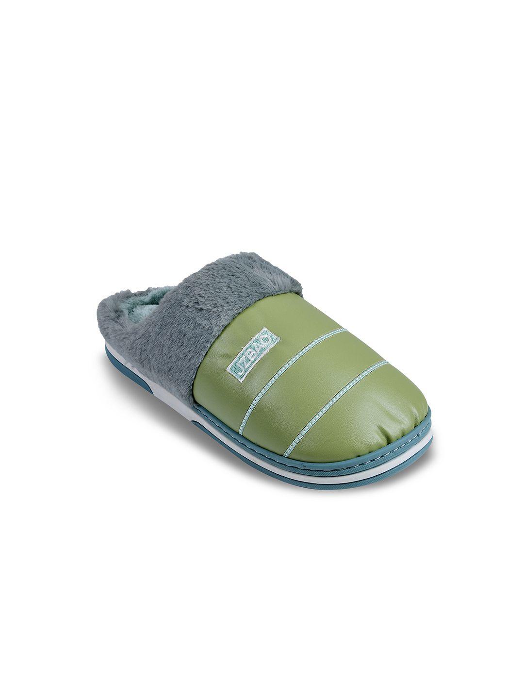 cassiey men green striped room slippers