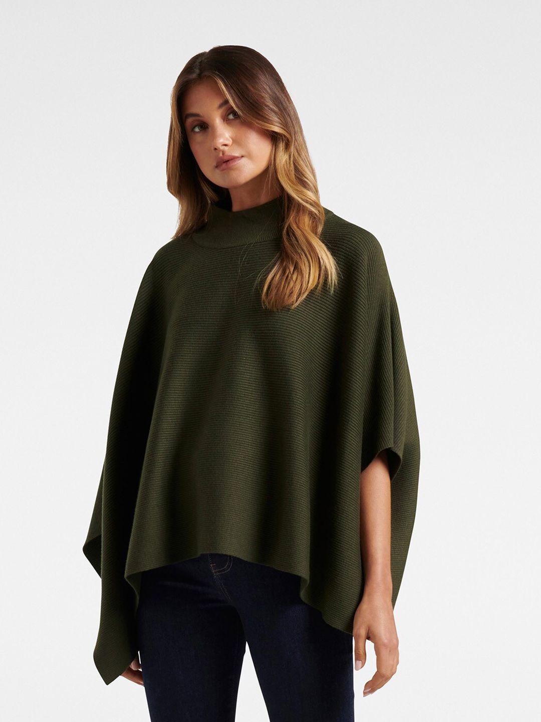 forever new women green solid poncho