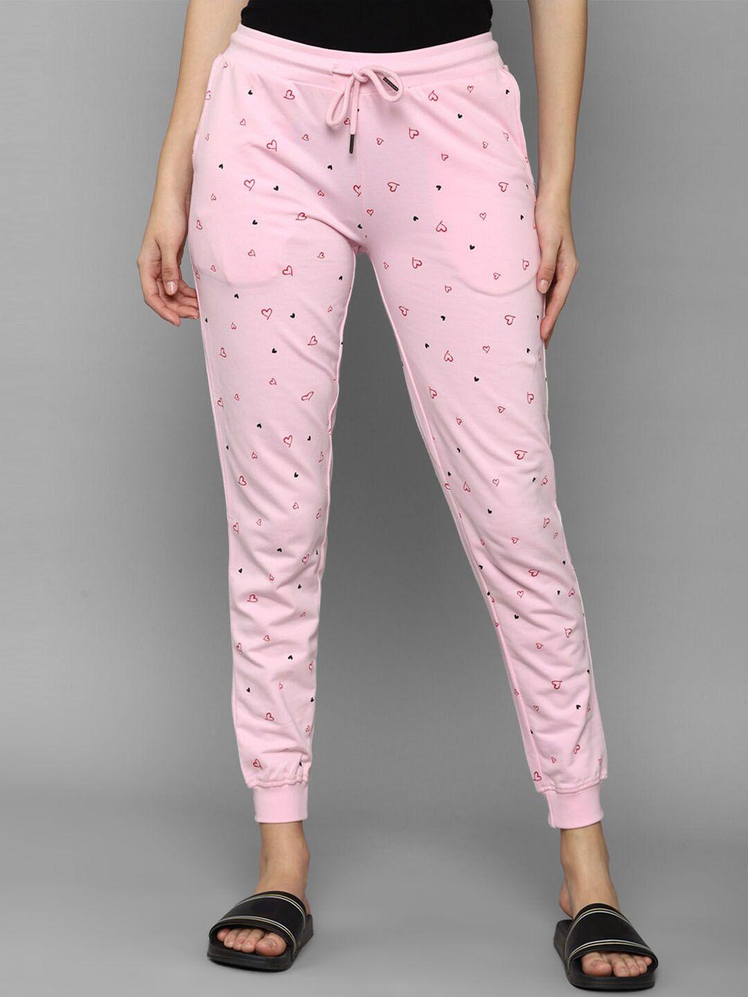 allen solly woman women pink printed cotton jogger