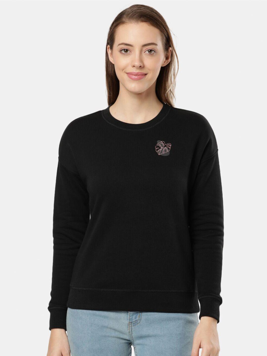 jockey women black cotton solid sweatshirt