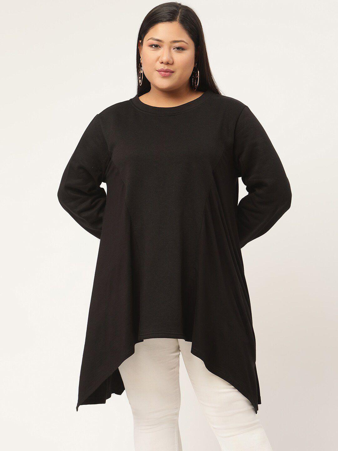 therebelinme black high-low plus size longline top