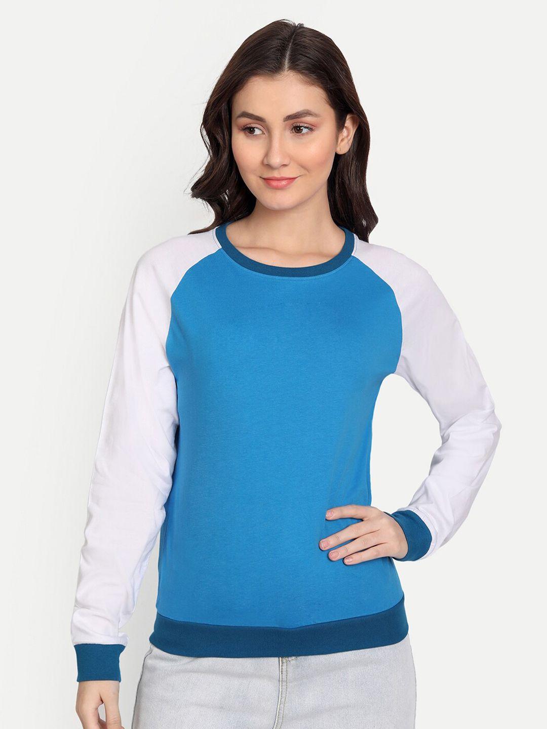 iki chic women blue colourblocked t-shirt