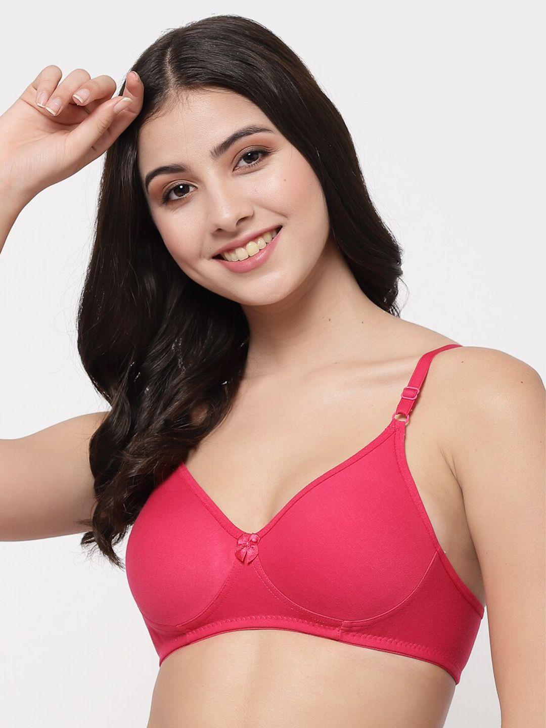 college girl pink solid t-shirt bra