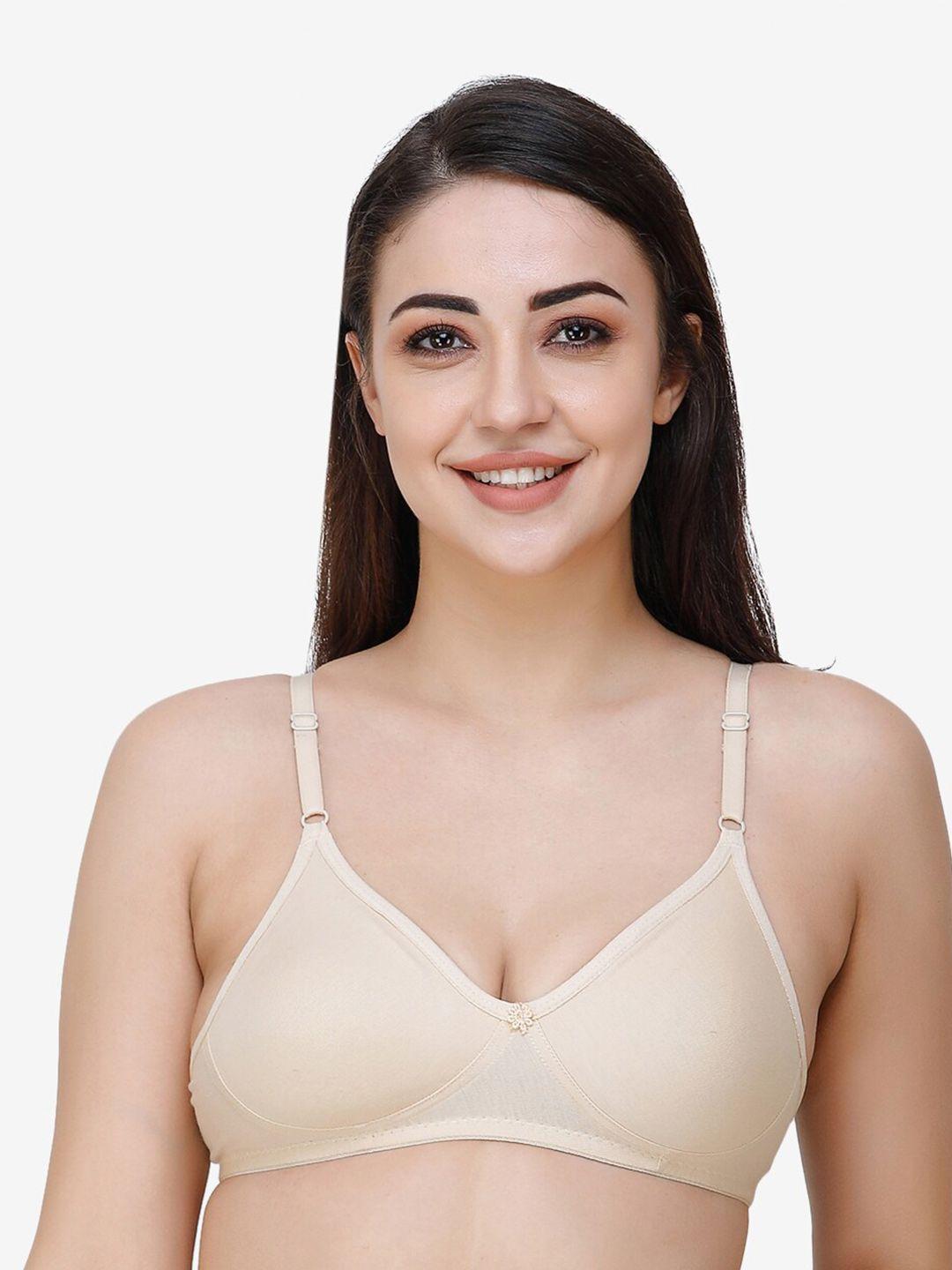 docare women beige solid non padded seamless t-shirt bra