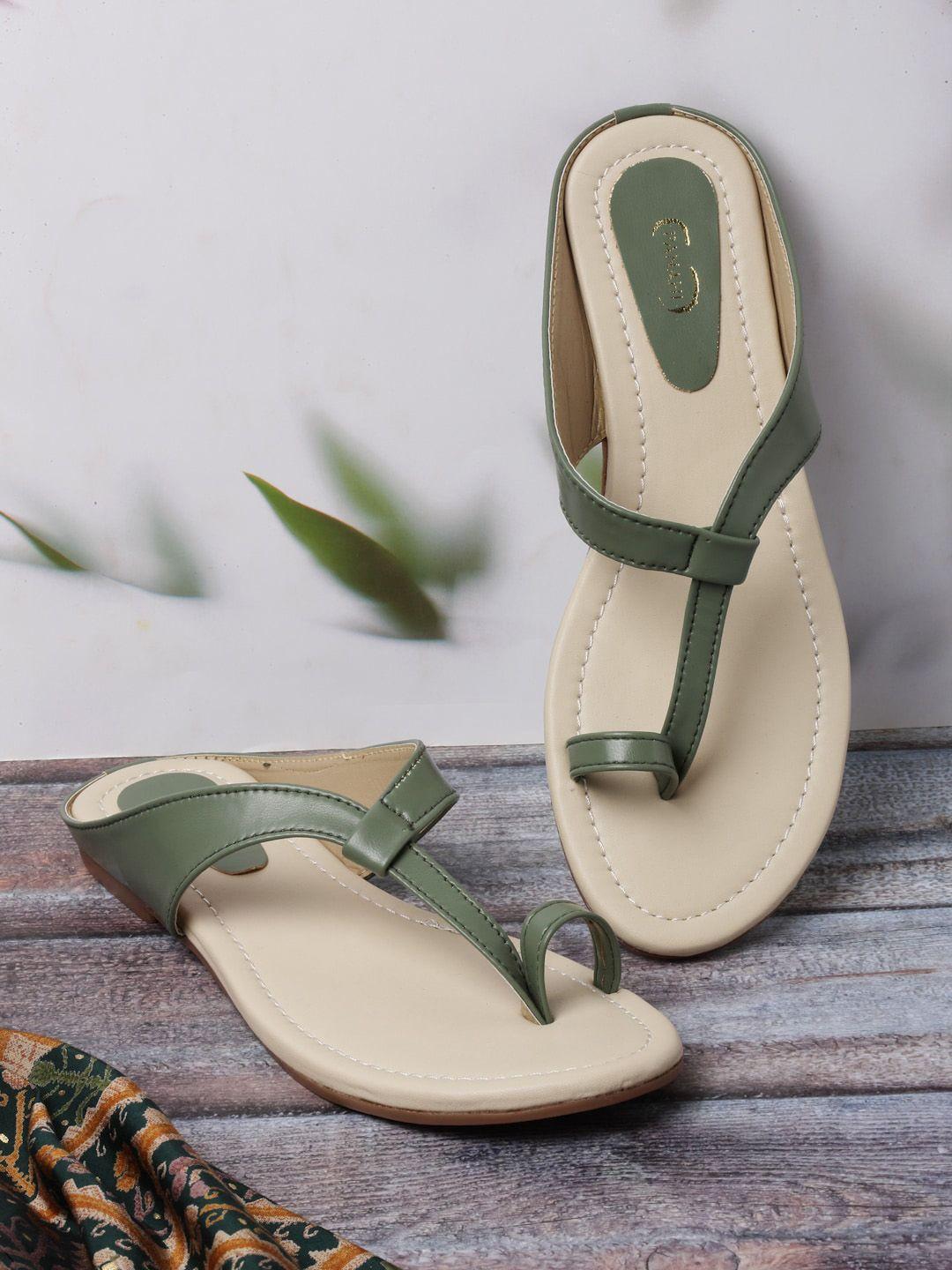 panahi women green one toe flats