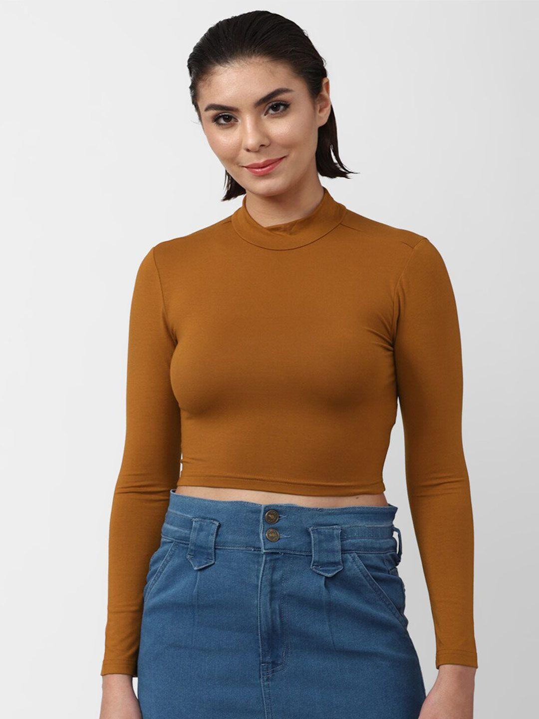 forever 21 women brown crop top