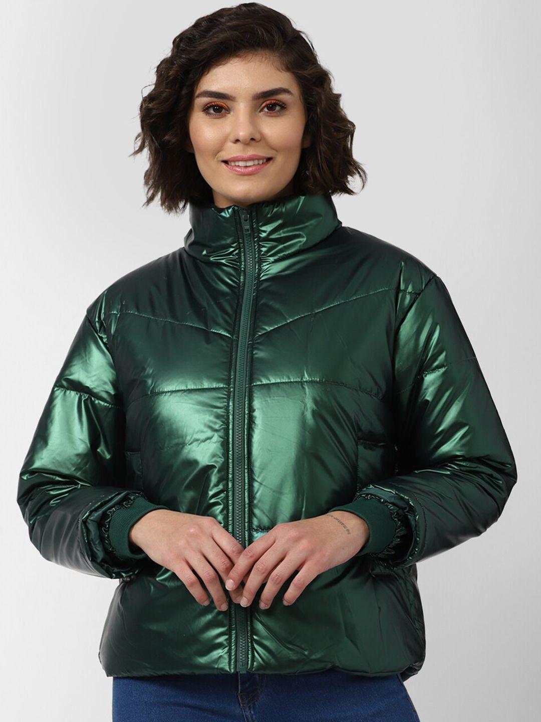 forever 21 women green puffer jacket