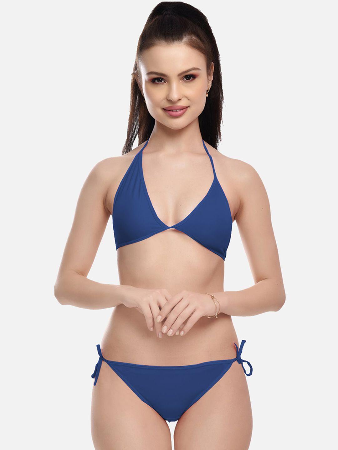 fims women blue solid lingerie set