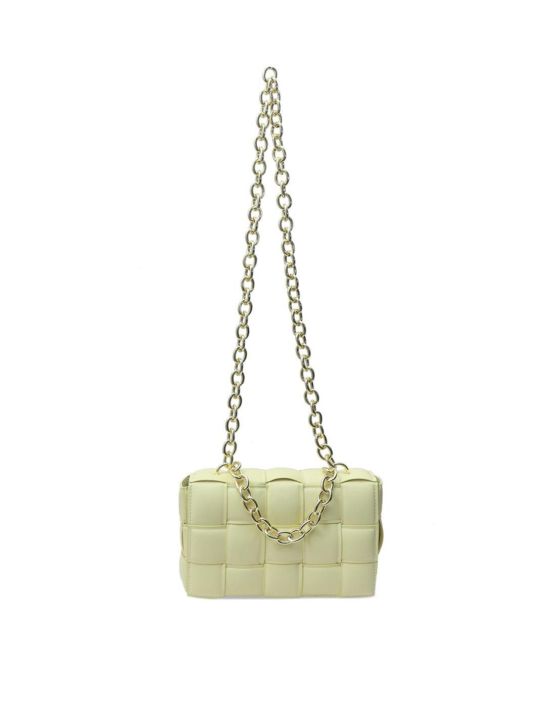 angeline yellow structured shoulder bag with quilted