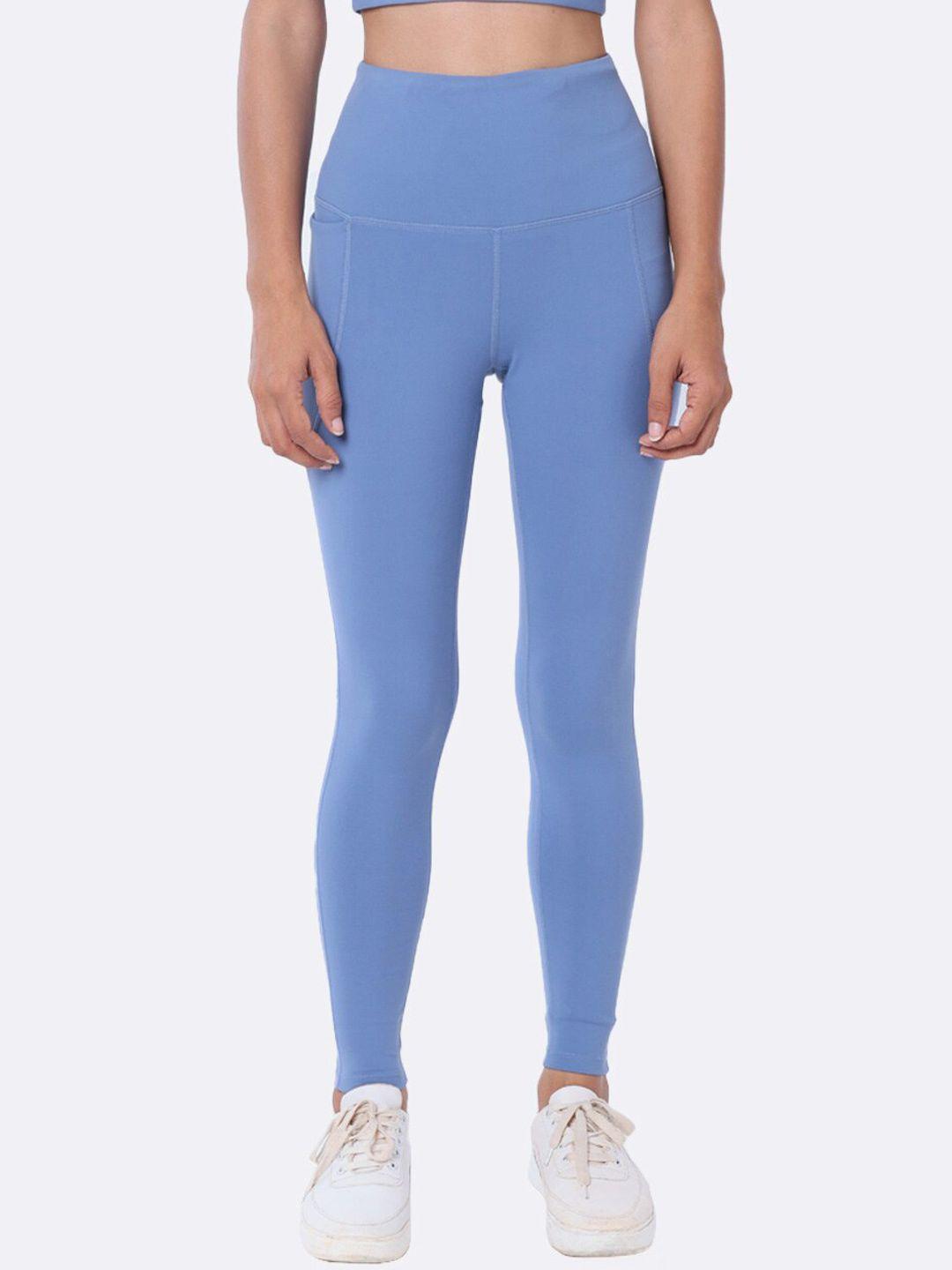 blissclub women bloom blue super stretchy & high waisted the ultimate leggings