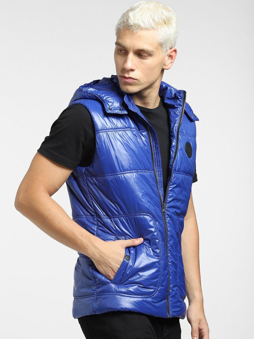 jack & jones men blue puffer jacket