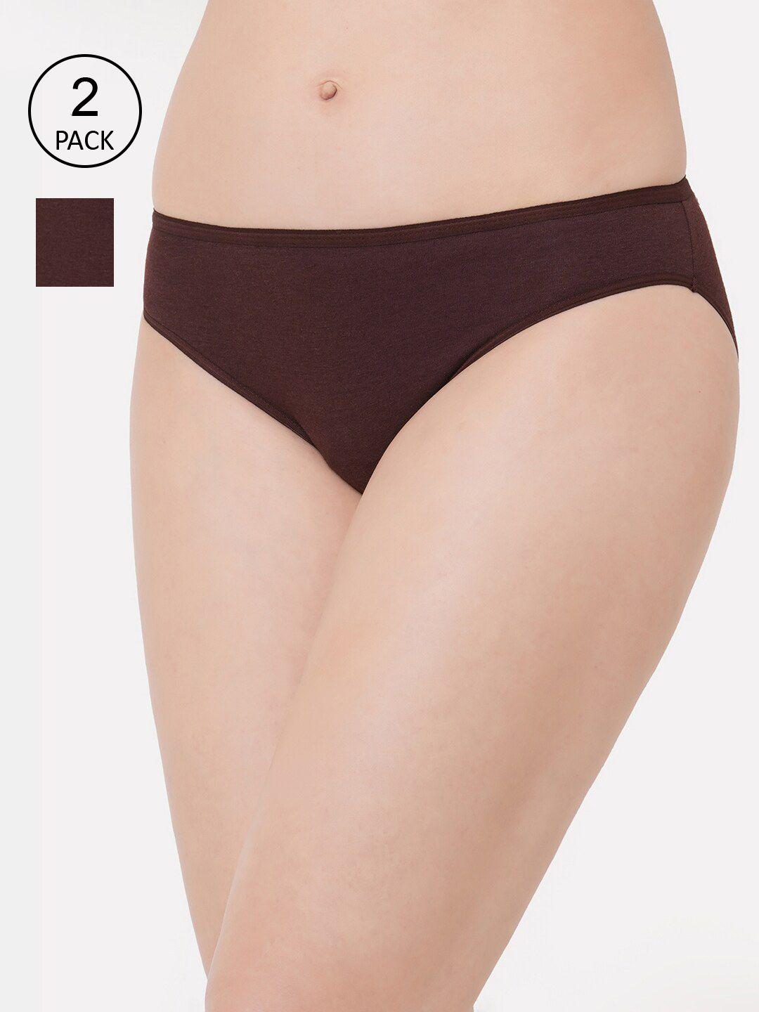 inner sense women pack of 2 brown antimicrobial organic cotton bikini briefs