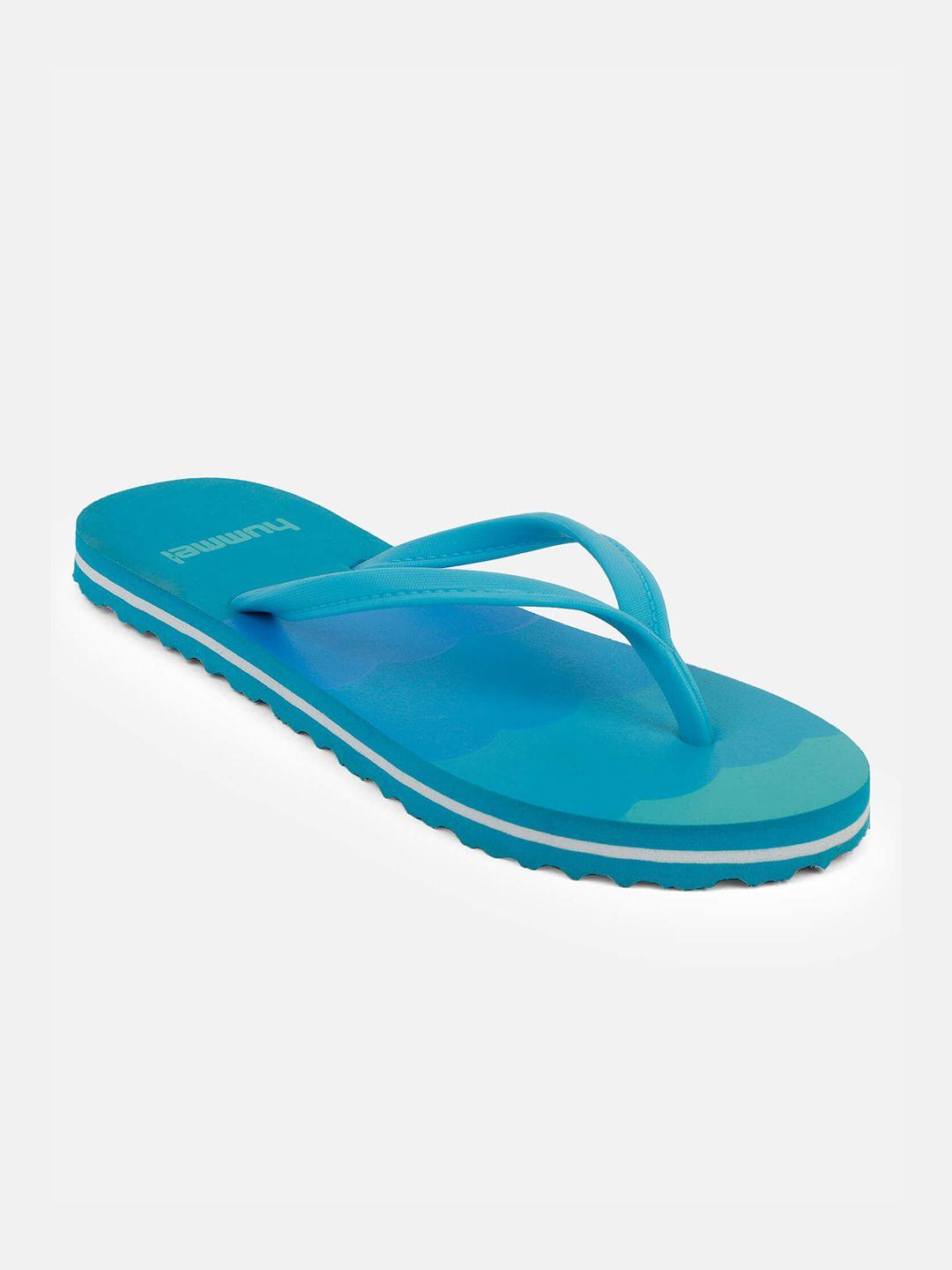 hummel women blue & green printed thong flip-flops