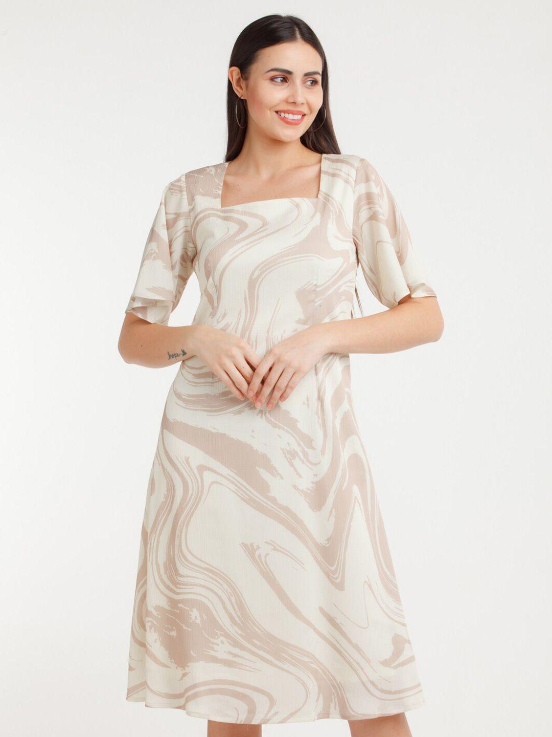 zink london beige a-line dress