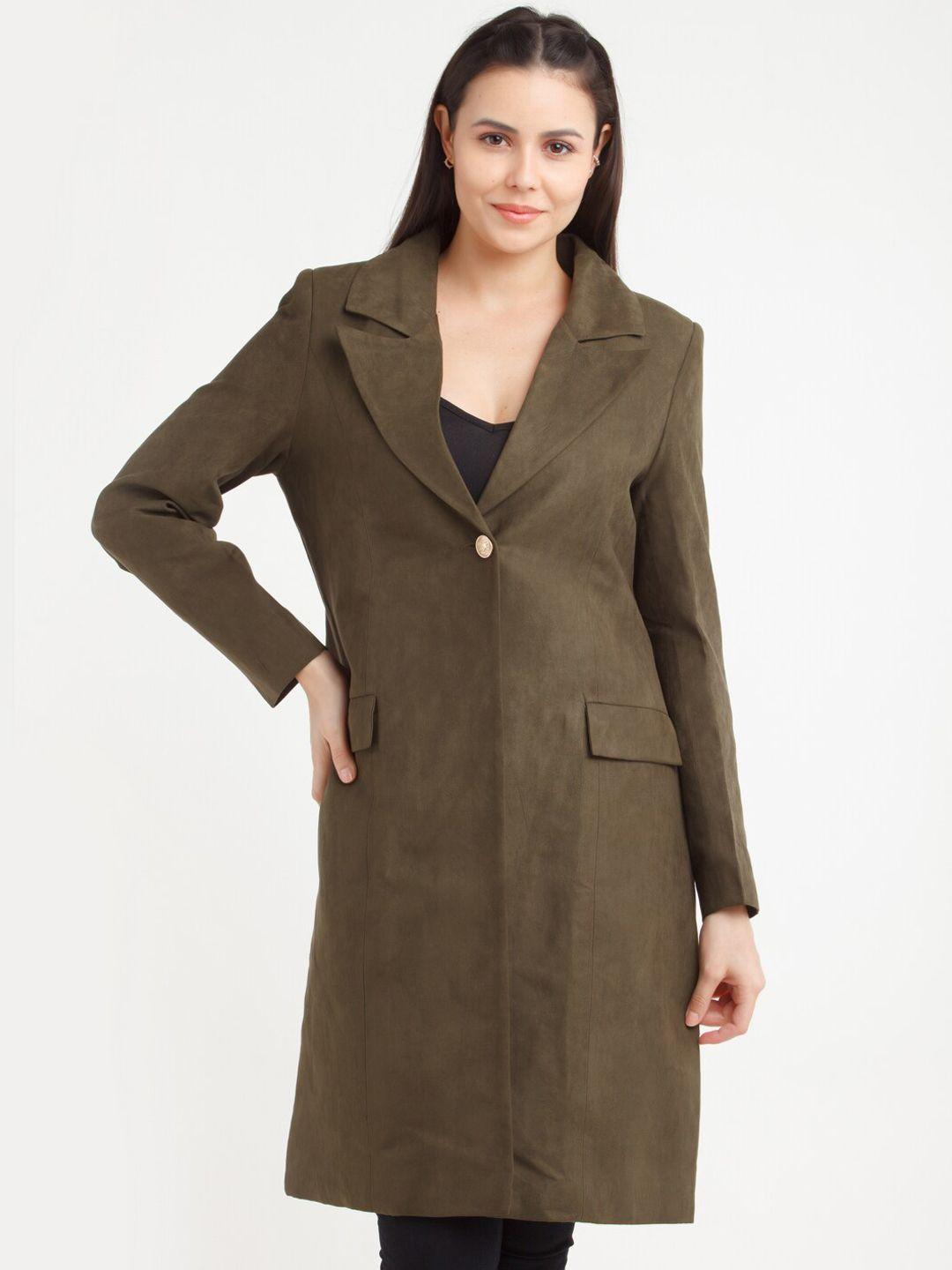 zink london women olive green longline tailored jacket