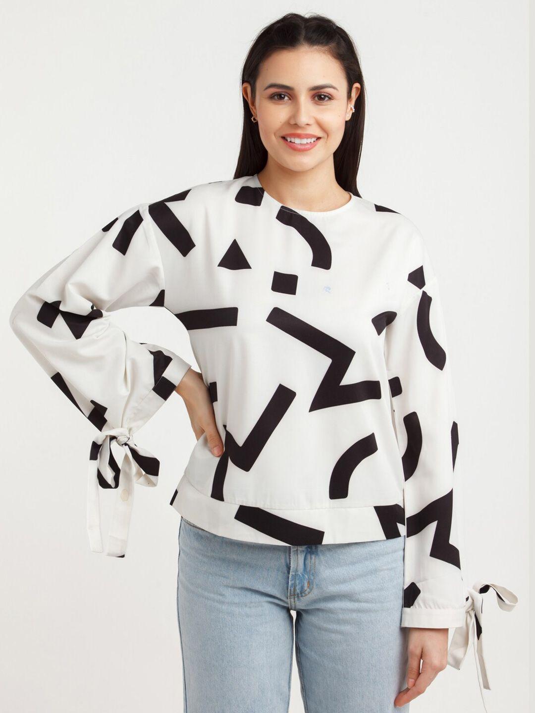 zink london white print top