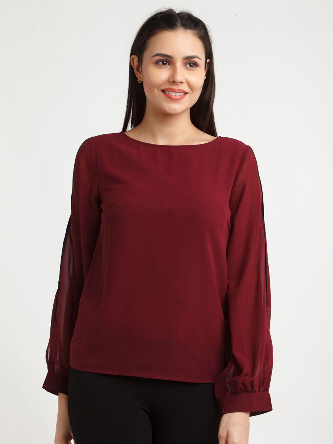 zink london maroon slit sleeve top