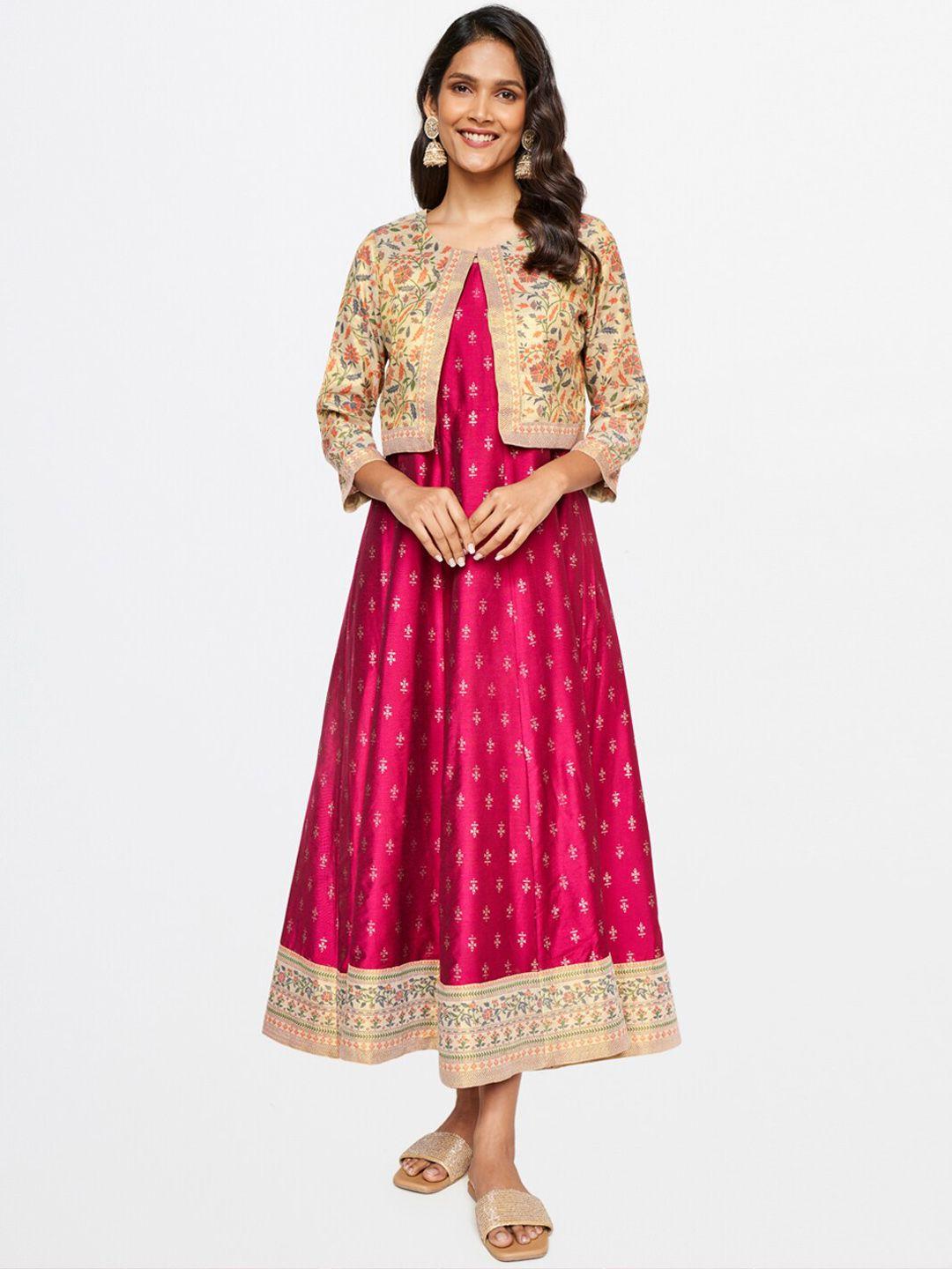 itse women magenta gotta patti anarkali kurta