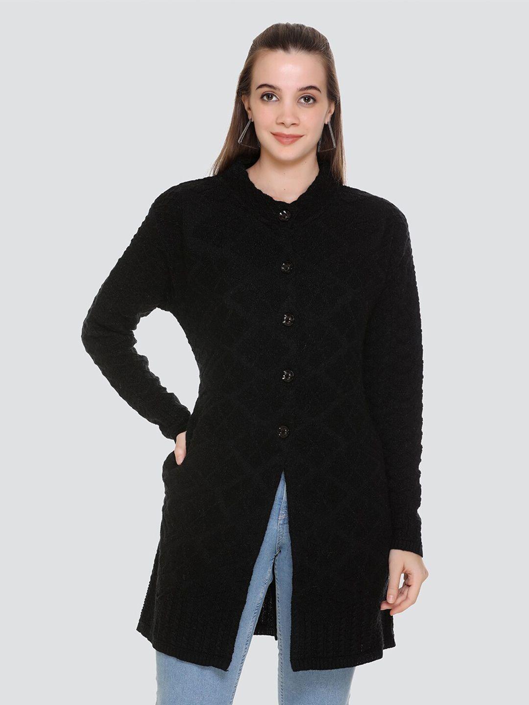 arshiya women black open front longline cardigan