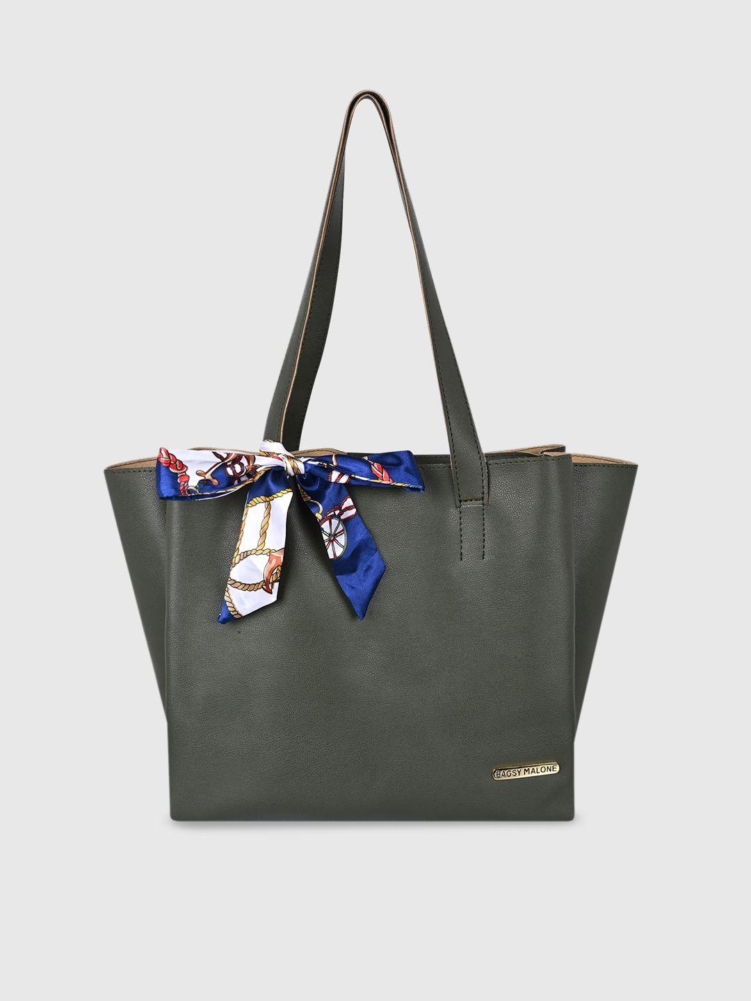 bagsy malone green structured tote bag