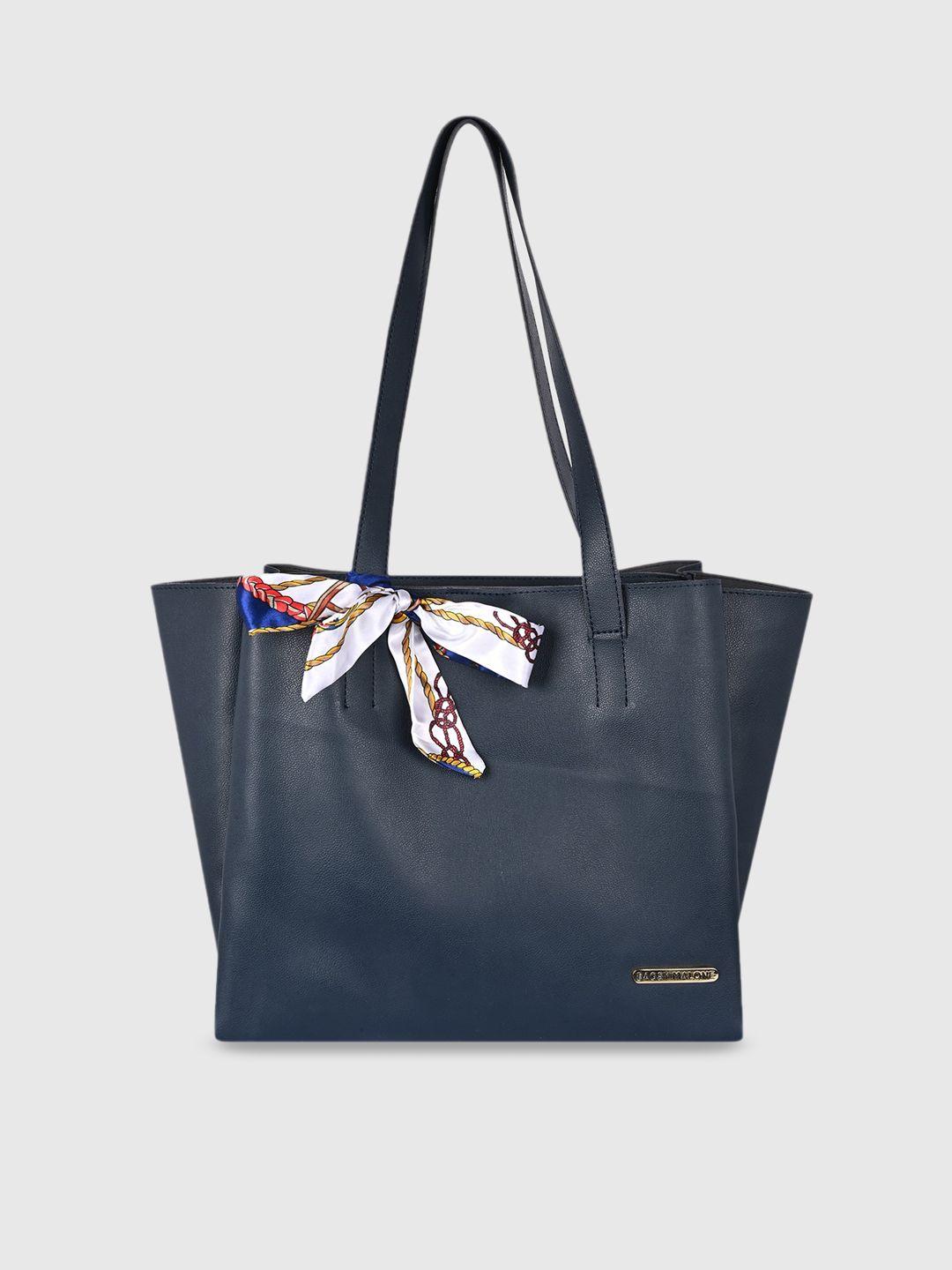 bagsy malone blue pu structured tote bag