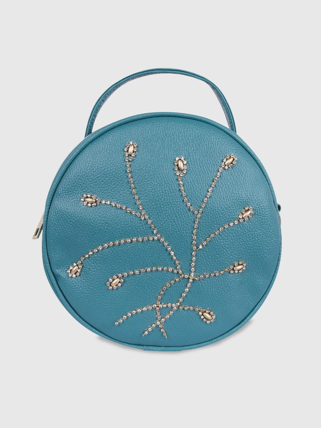 bagsy malone turquoise blue pu structured sling bag