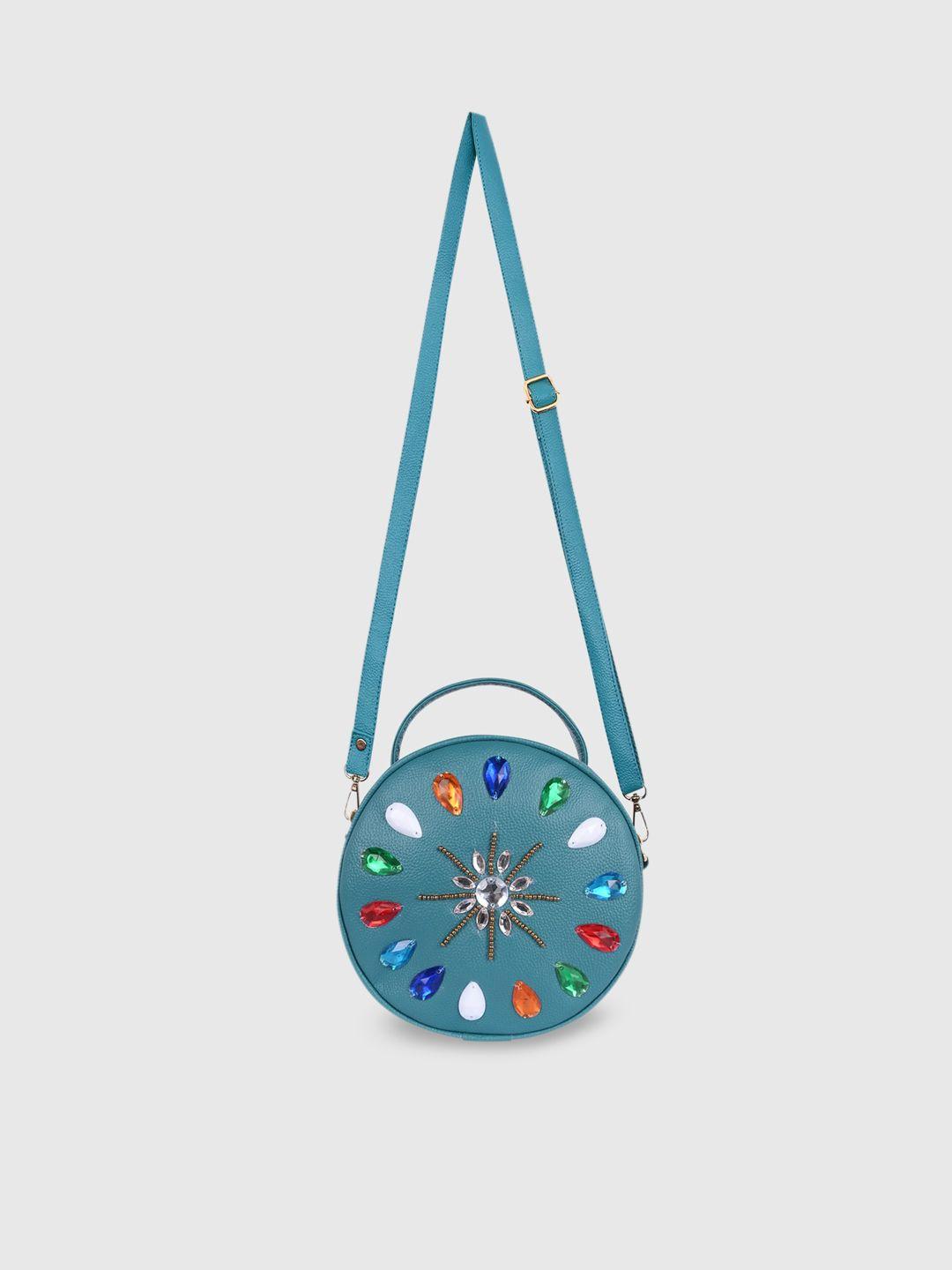 bagsy malone turquoise blue pu structured sling bag