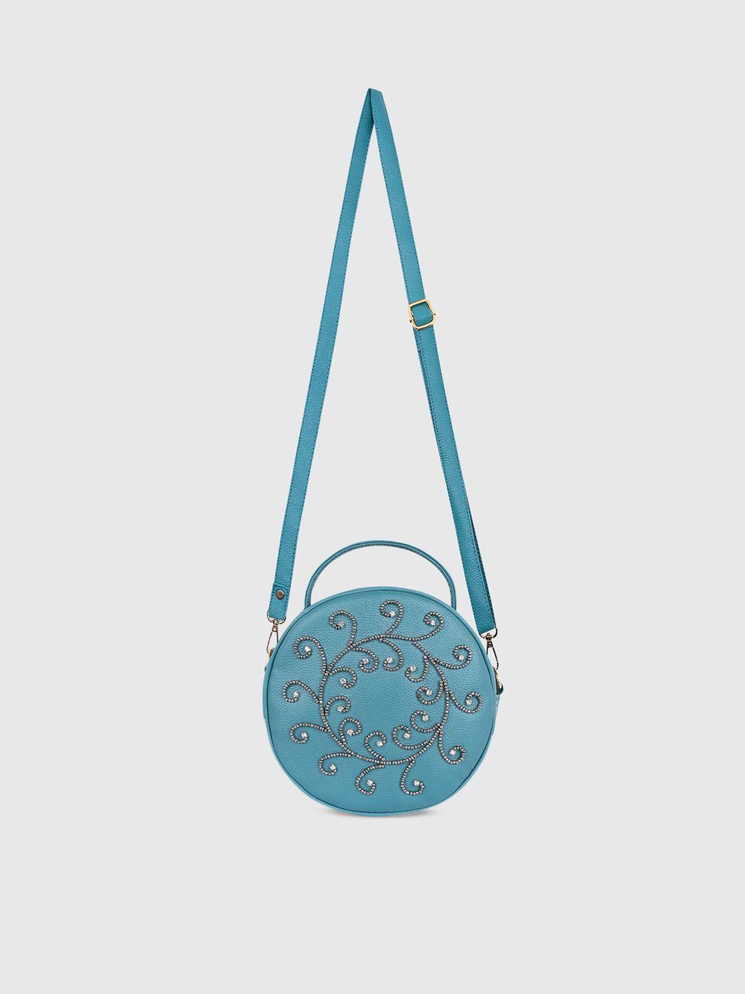 bagsy malone turquoise blue pu structured sling bag