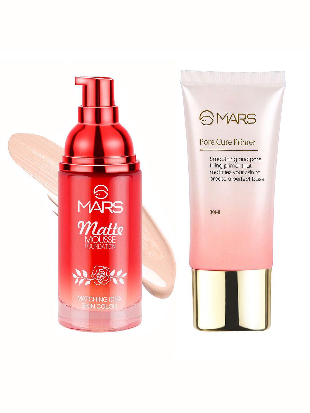 mars set of matte mousse foundation - medium 60 ml & pore cure primer 30 ml