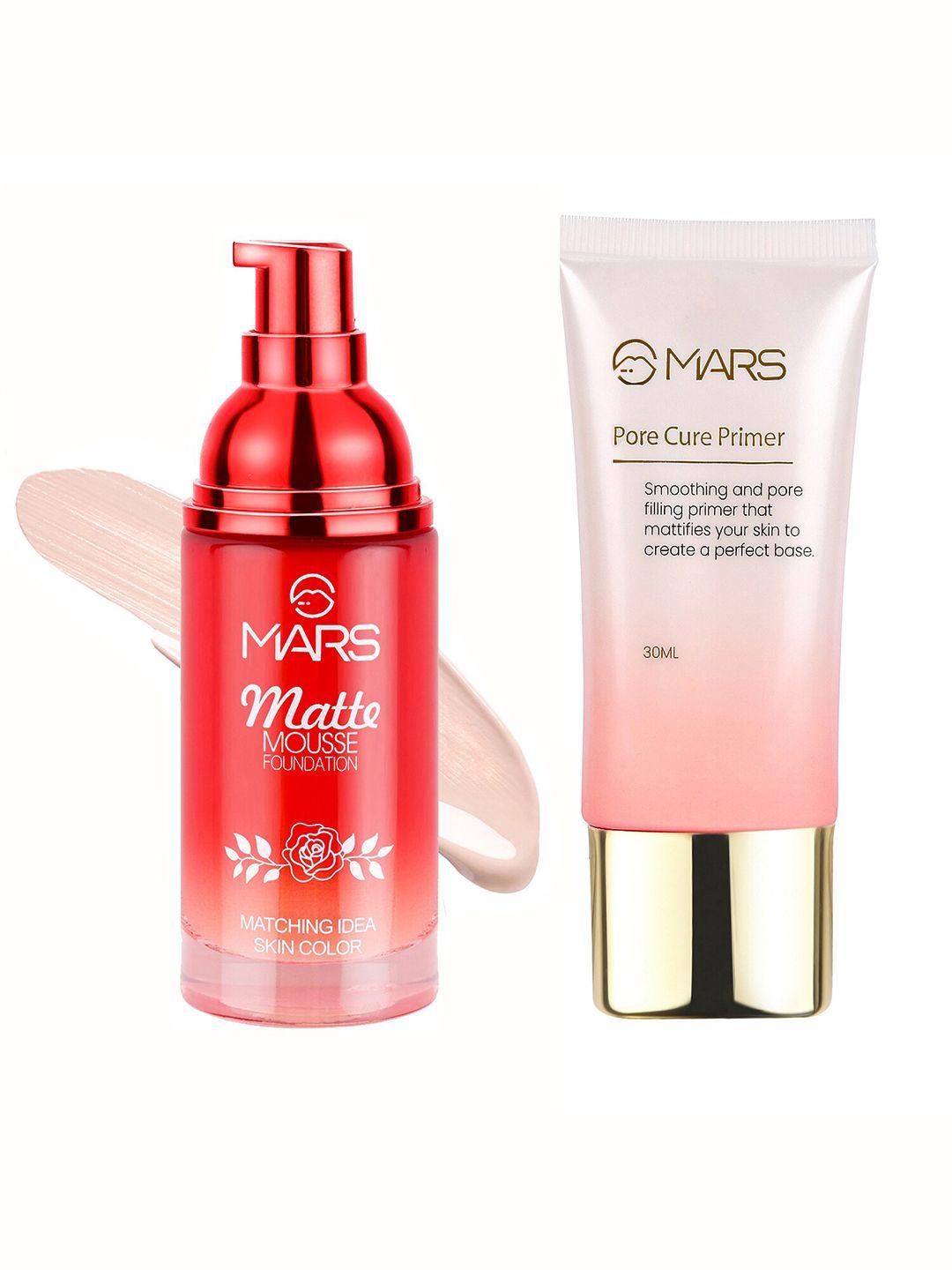 mars set of matte mousse foundation - ivory 60 ml & pore cure primer 30 ml