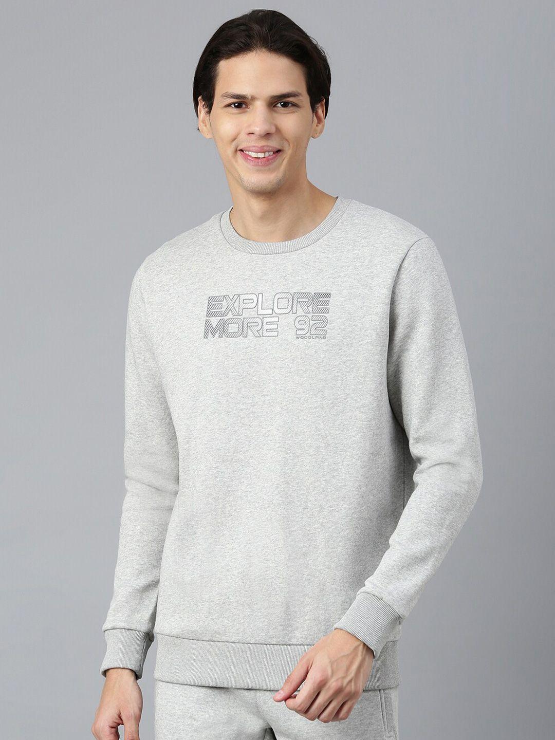 woodland men grey typography printed cotton sweatshirt