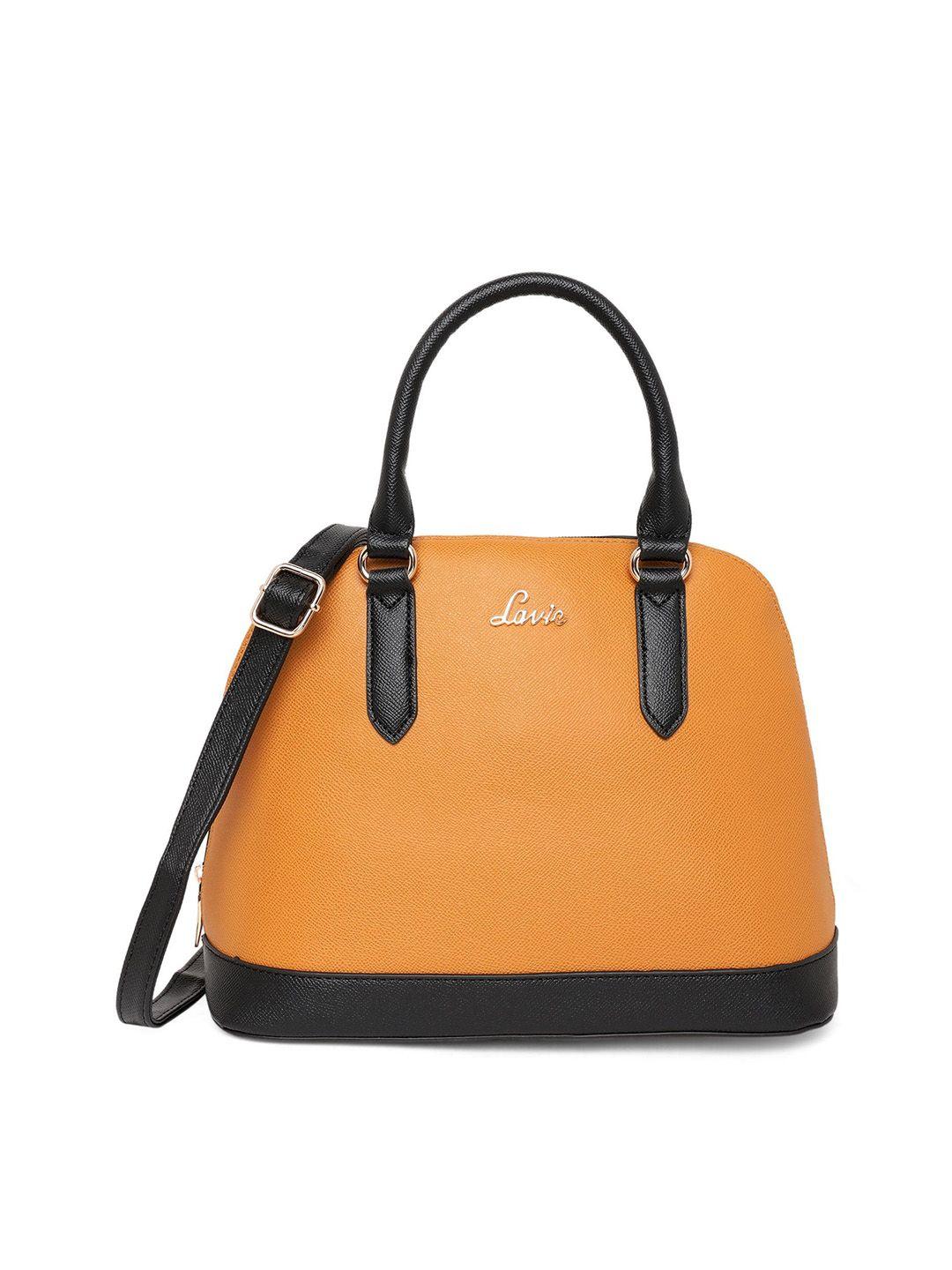 lavie yellow colourblocked structured shoulder bag