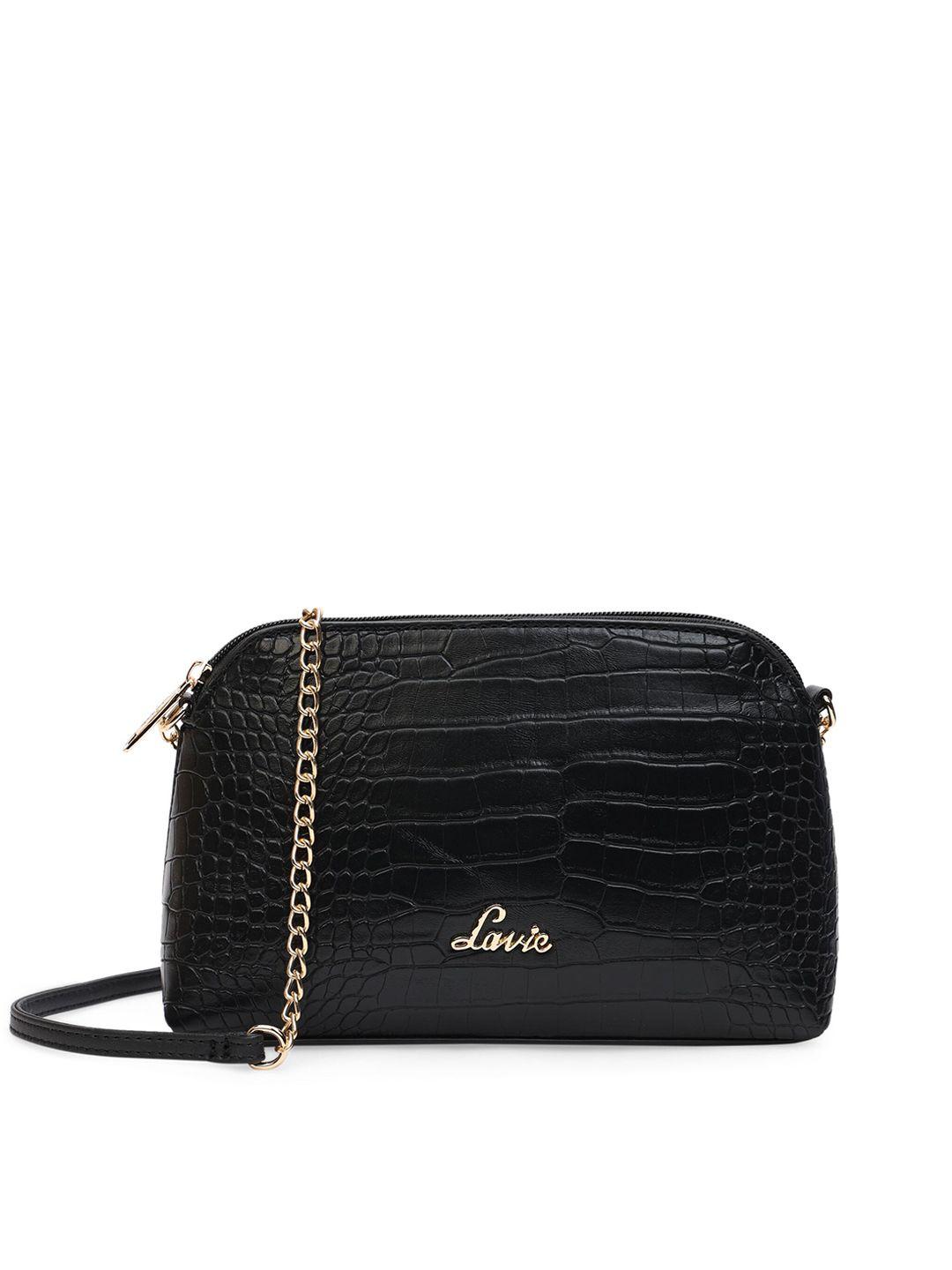 lavie black textured structured sling bag