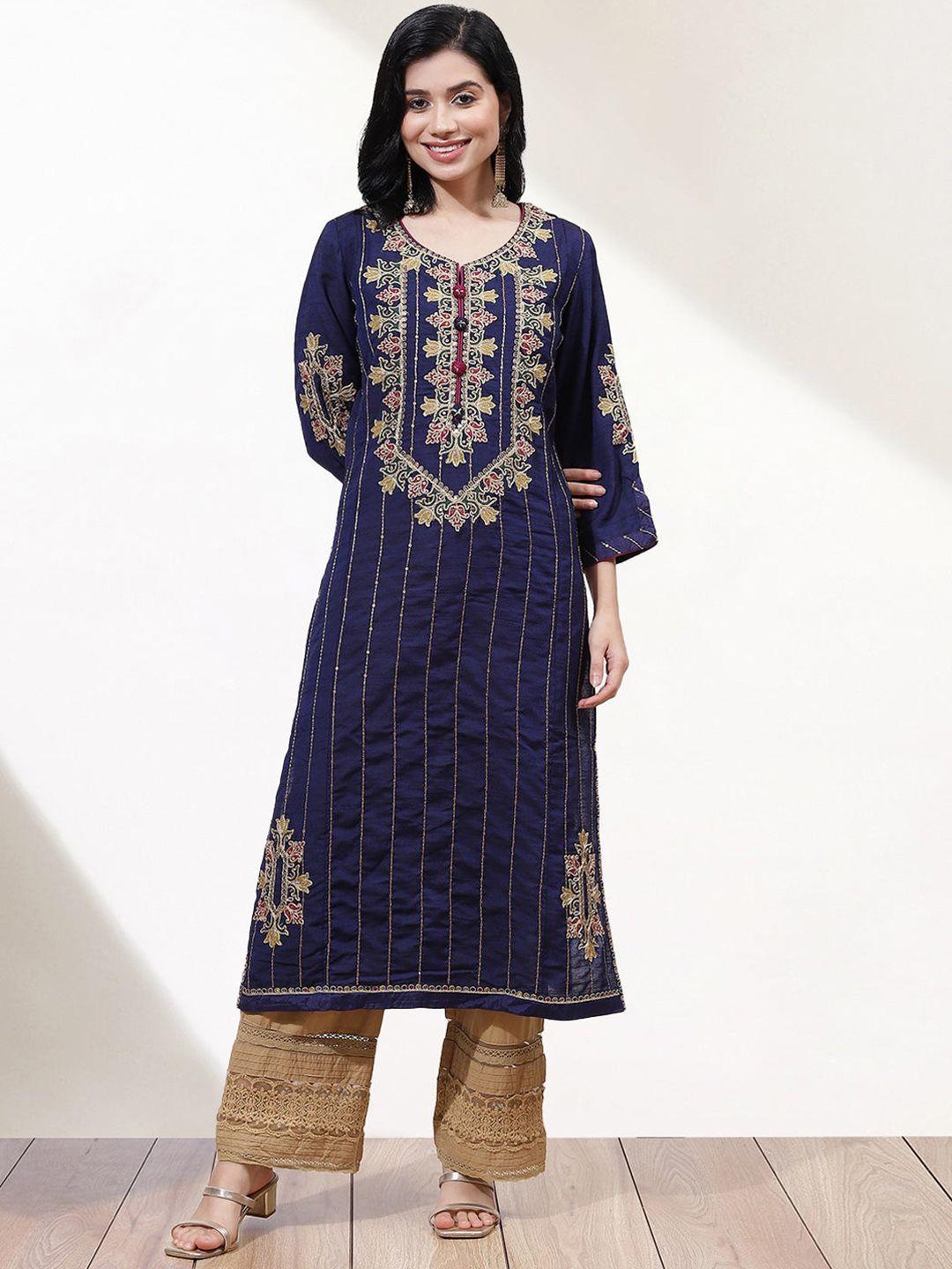 lakshita ethnic motifs embroidered thread work kurta