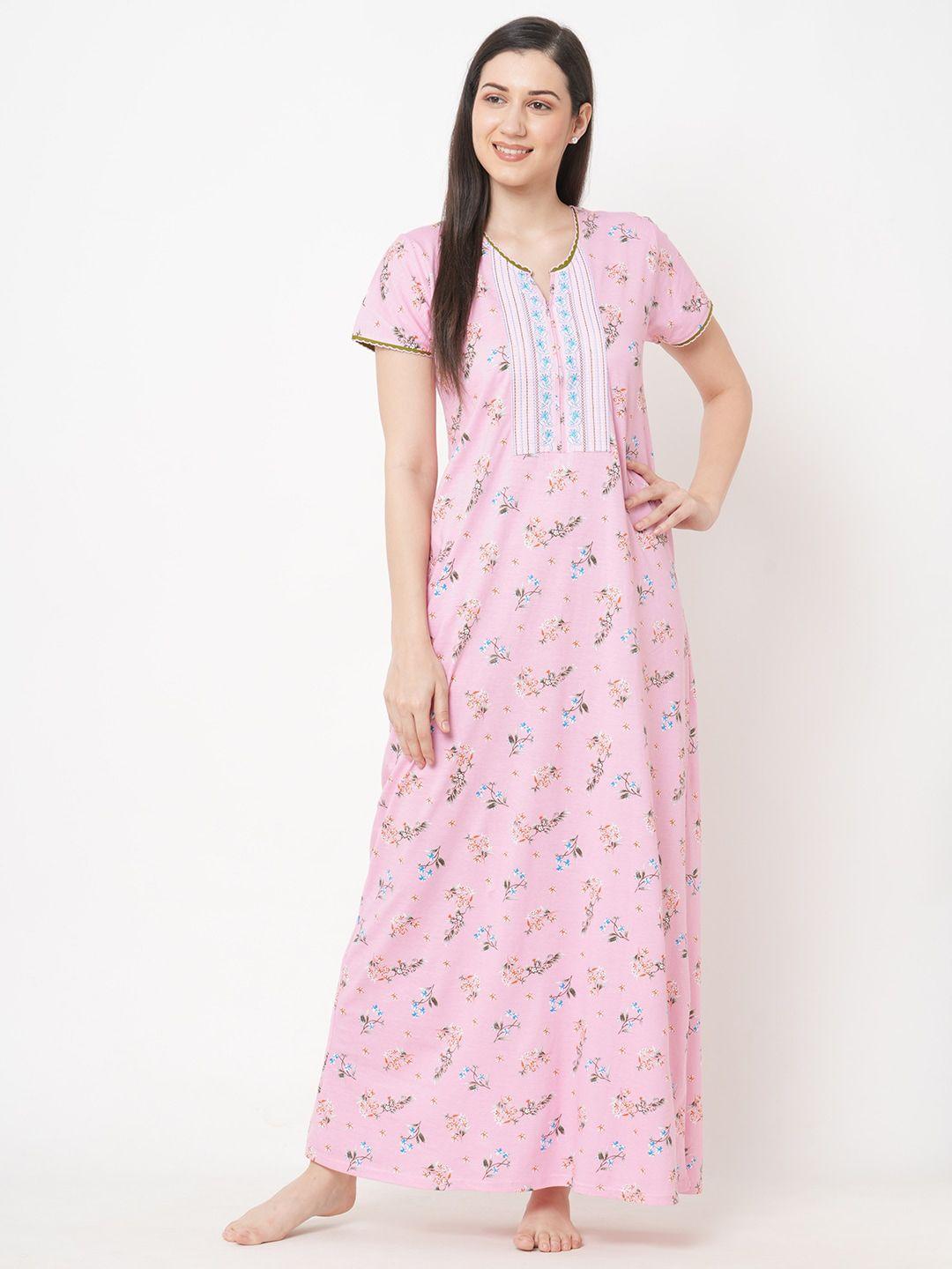 sweet dreams pink printed maxi nightdress